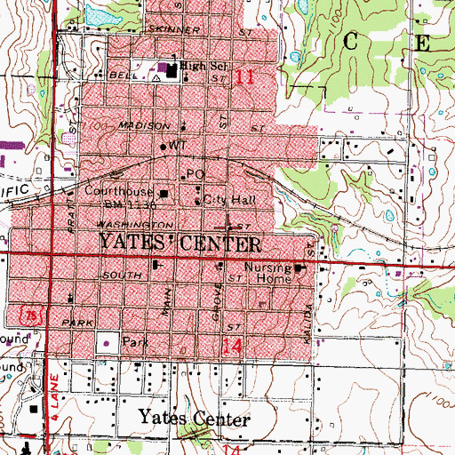 Topographic Map of Calvary Episcopal Church, KS