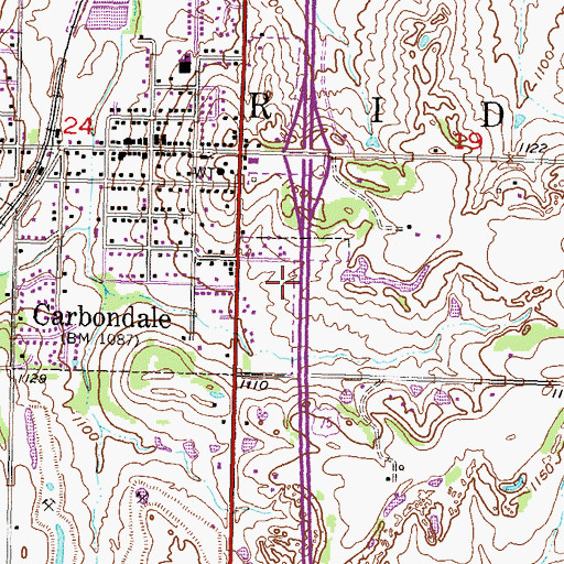 Topographic Map of Carbondale Church of Christian Fellowship, KS