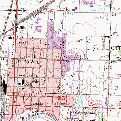 Topographic Map of Cherry Street Wesleyan Church, KS