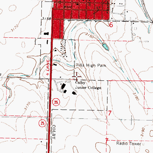 Topographic Map of College View Baptist Church, KS