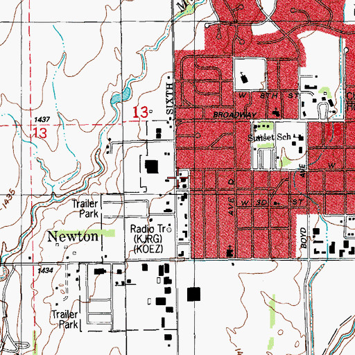 Topographic Map of Community Church of God, KS