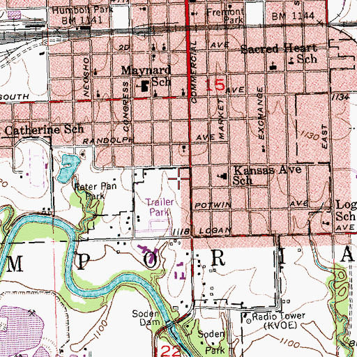 Topographic Map of Cornerstone Baptist Church, KS
