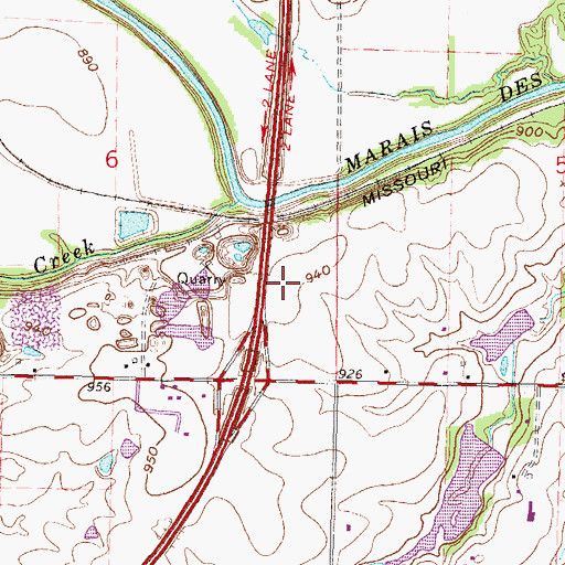 Topographic Map of Cross Pointe Community Church, KS