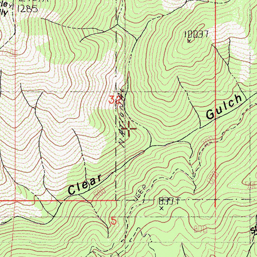Topographic Map of West Branch Clear Gulch, CA
