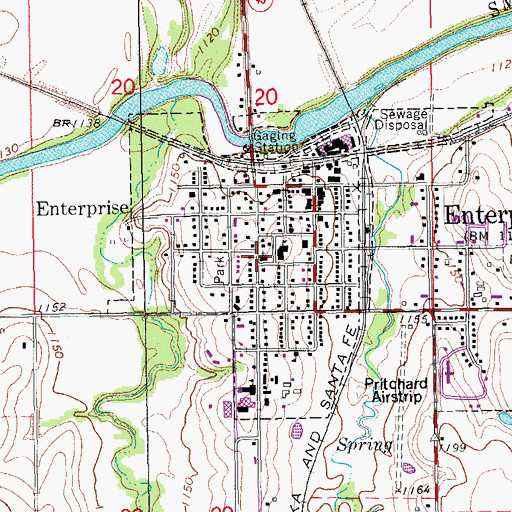 Topographic Map of Enterprise United Methodist Church, KS