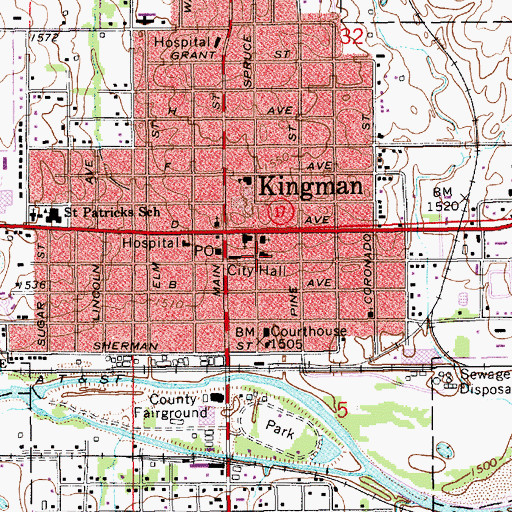 Topographic Map of First Baptist Church, KS