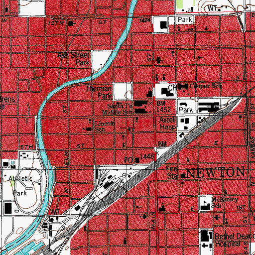 Topographic Map of First Baptist Church, KS