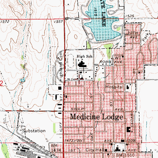 Topographic Map of First Baptist Church, KS