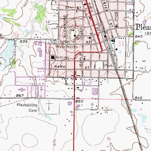 Topographic Map of First Baptist Church, KS