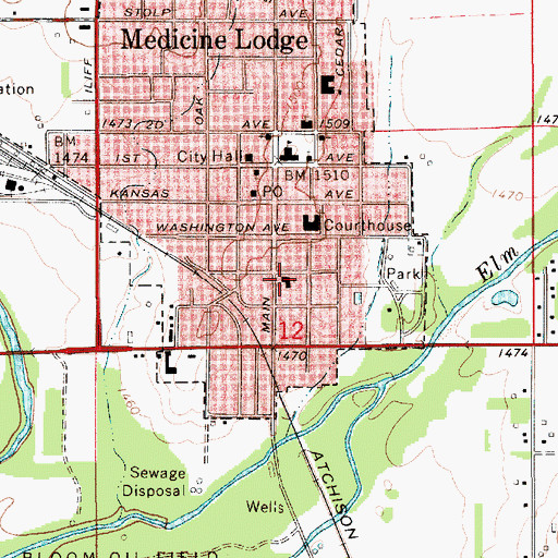 Topographic Map of First Christian Church, KS