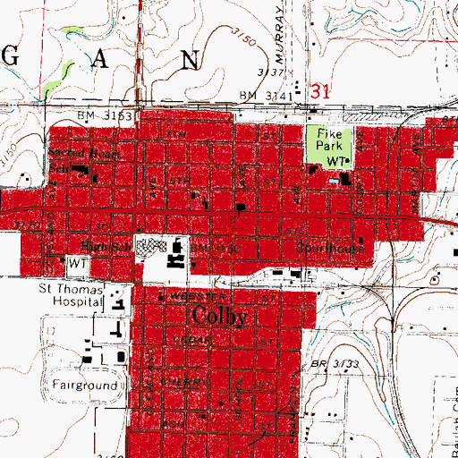 Topographic Map of First Christian Church, KS