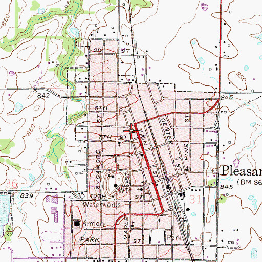 Topographic Map of First Christian Church, KS