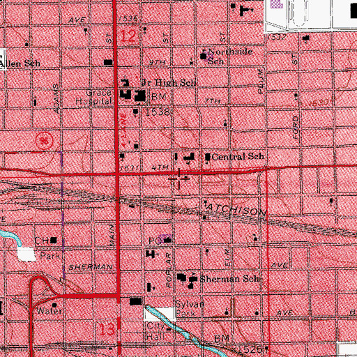 Topographic Map of Full Gospel Assembly Church, KS