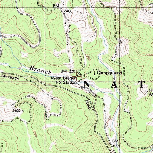 Topographic Map of West Branch Guard Station, CA