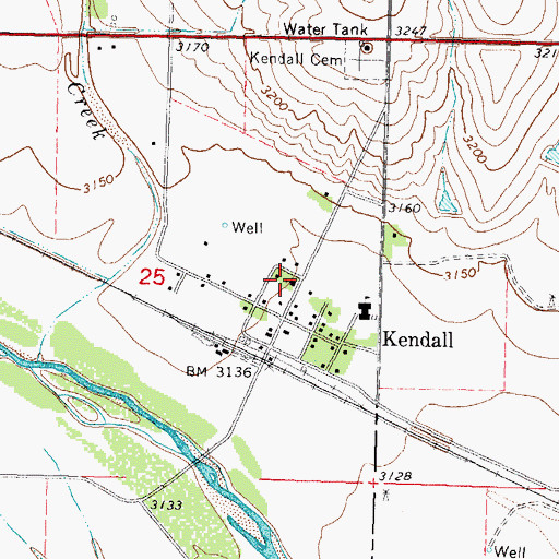 Topographic Map of Kendall United Methodist Church, KS