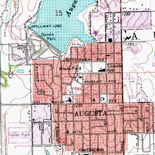 Topographic Map of Lakecrest Bible Baptist Church, KS