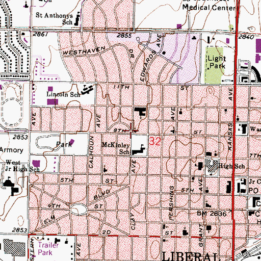 Topographic Map of Latter House Church, KS