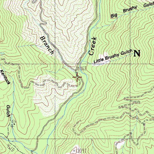 Topographic Map of West Branch Indian Creek, CA