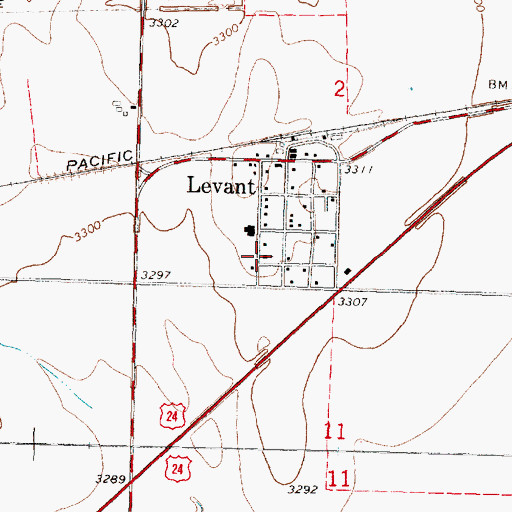 Topographic Map of Levant Community Church, KS