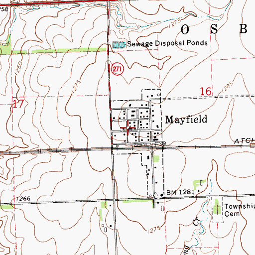 Topographic Map of Mayfield Federation Church, KS