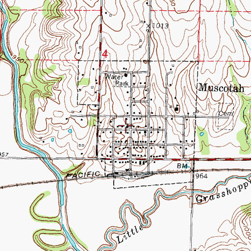 Topographic Map of Muscotah United Church, KS