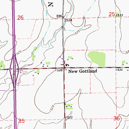 Topographic Map of New Gottland Covenant Church, KS