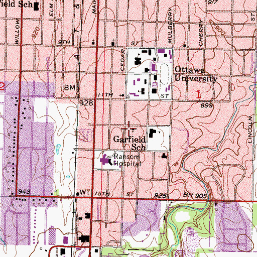 Topographic Map of Pilgrim Bible Church, KS