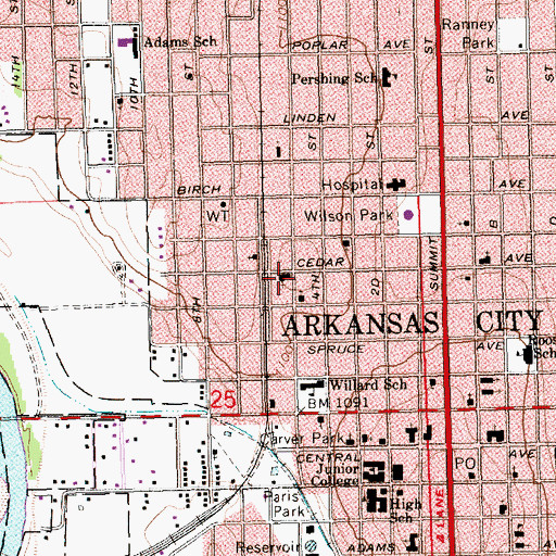 Topographic Map of Pilgrim Rest Baptist Church, KS