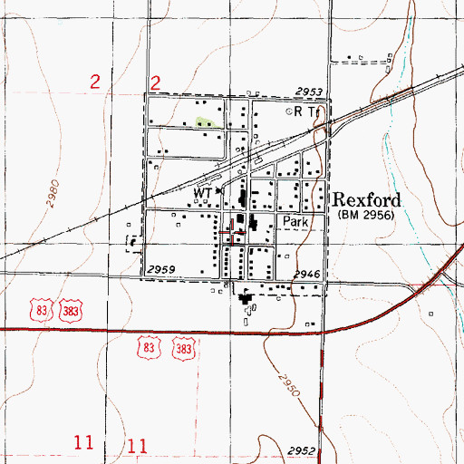 Topographic Map of Rexford Community Church, KS