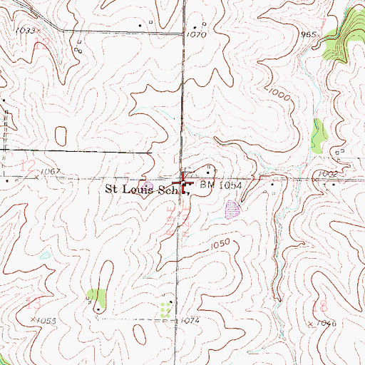 Topographic Map of Saint Louis Church, KS
