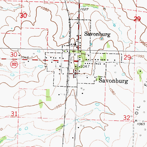 Topographic Map of Savonburg Bible Church, KS