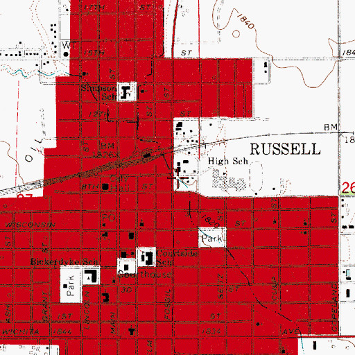 Topographic Map of Second Baptist Church, KS