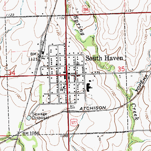 Topographic Map of South Haven Baptist Church, KS