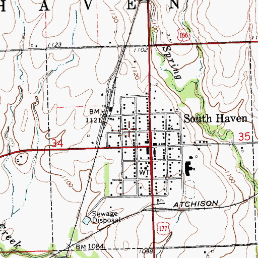 Topographic Map of South Haven Christian Church, KS