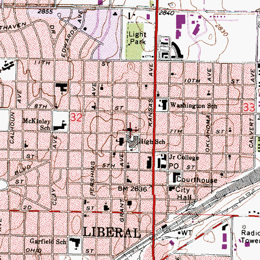 Topographic Map of Templo Puerta del Cielo Asambleas de Dios, KS