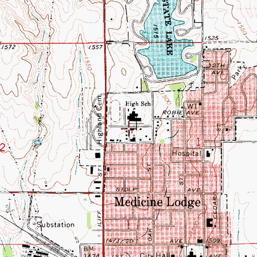 Topographic Map of Trinity Lutheran Church, KS