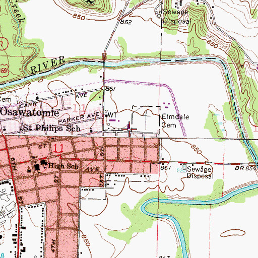 Topographic Map of Victory Baptist Church, KS