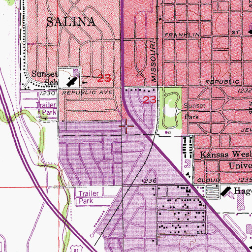 Topographic Map of Village Bible Church, KS