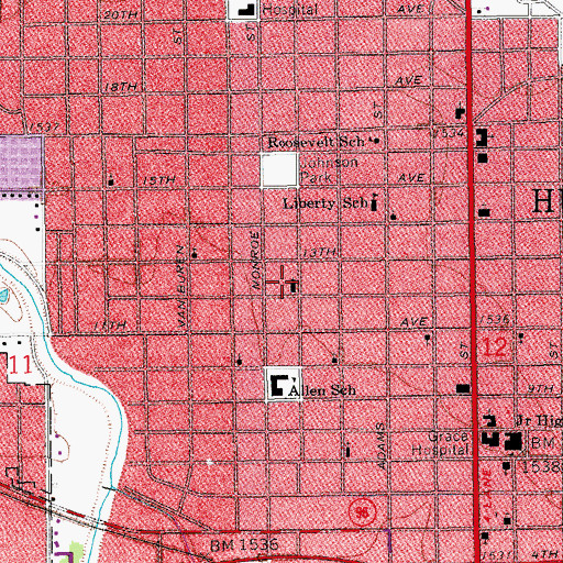 Topographic Map of Westside Baptist Church, KS
