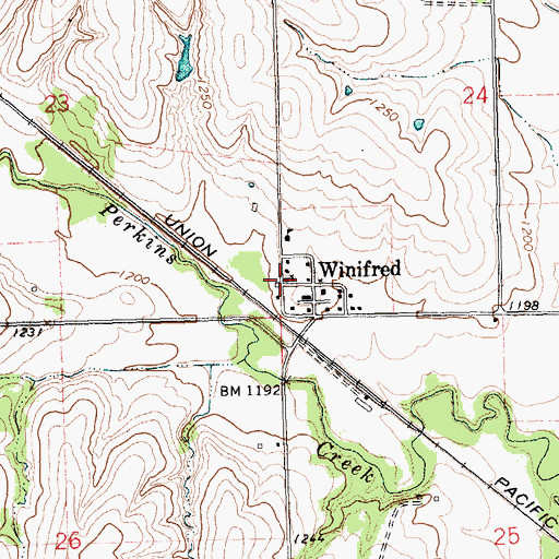 Topographic Map of Winifred Baptist Church, KS