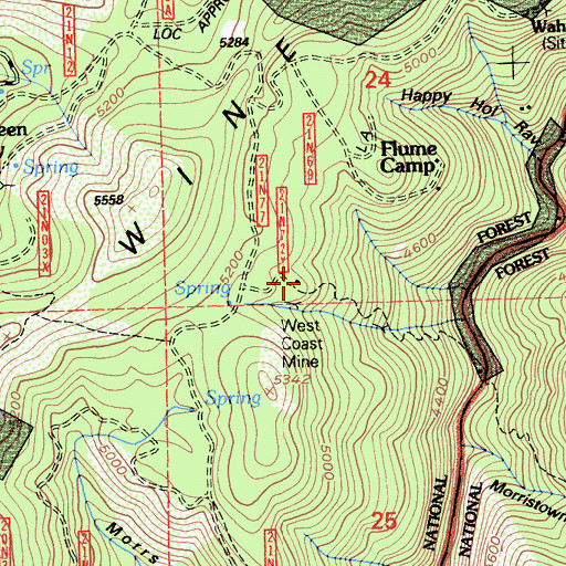 Topographic Map of West Coast Mine, CA