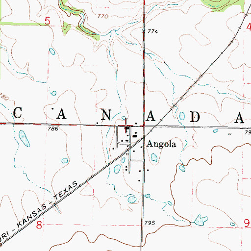 Topographic Map of Angola United Methodist Church, KS