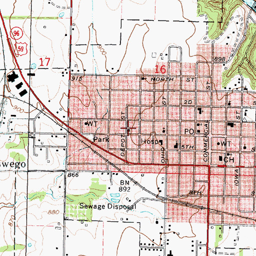 Topographic Map of Assembly of God Church, KS