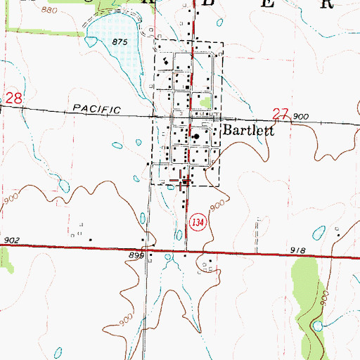 Topographic Map of Bartlett United Methodist Church, KS