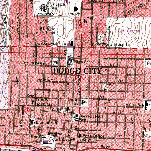 Topographic Map of Bible Baptist Church, KS