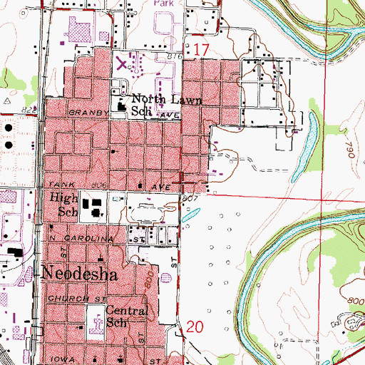 Topographic Map of Bible Baptist Church, KS