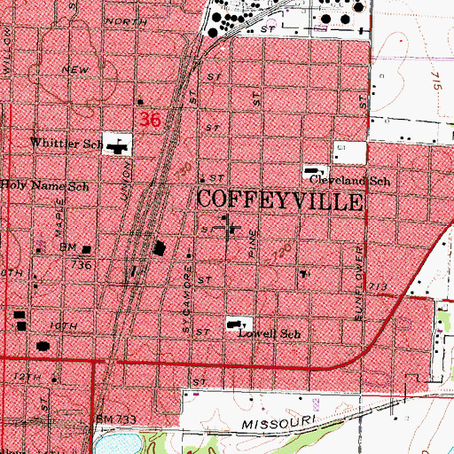 Topographic Map of Calvary Baptist Church, KS
