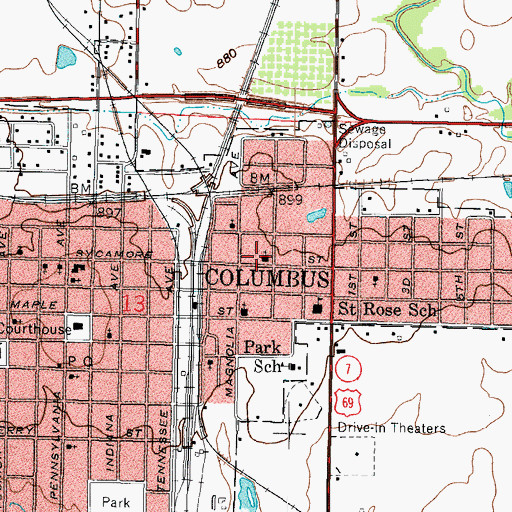 Topographic Map of Calvary Baptist Church, KS