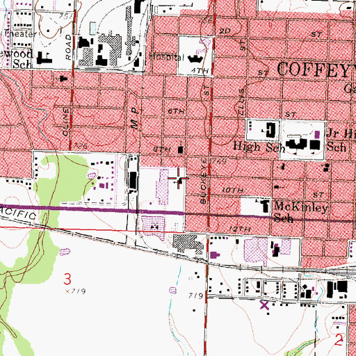 Topographic Map of Central Church of the Nazarene, KS