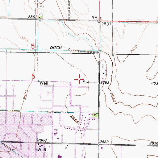 Topographic Map of Church of Christ, KS